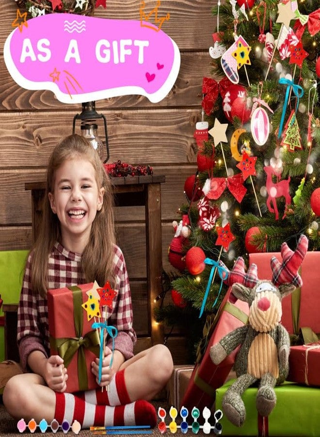 Feradny 92 Pcs Unfinished Star Princess Fairy Wands Kit Make Your Own Princess Wand DIY Art Craft Magical Wand Include 36 Star Wooden Fairy Wands 18 Gem Stickers 36 Ribbons 2 Markers for Kids Party Supplies - Image 5
